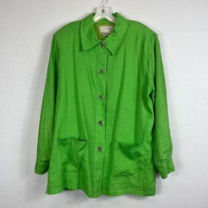 VINTAGE DIANE GILMAN COLLECTION BLAZER SIZE: XL BRIGHT GREEN WITH PATCH POCKETS